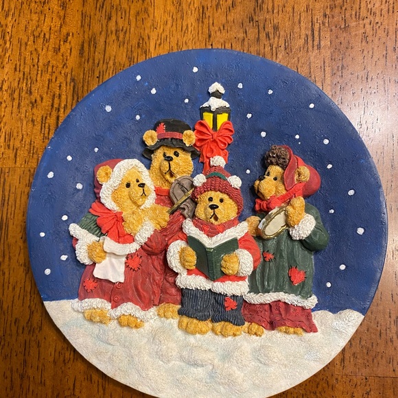 Heart patch place  Christmas bears 3-D plate & stand - Picture 3 of 14